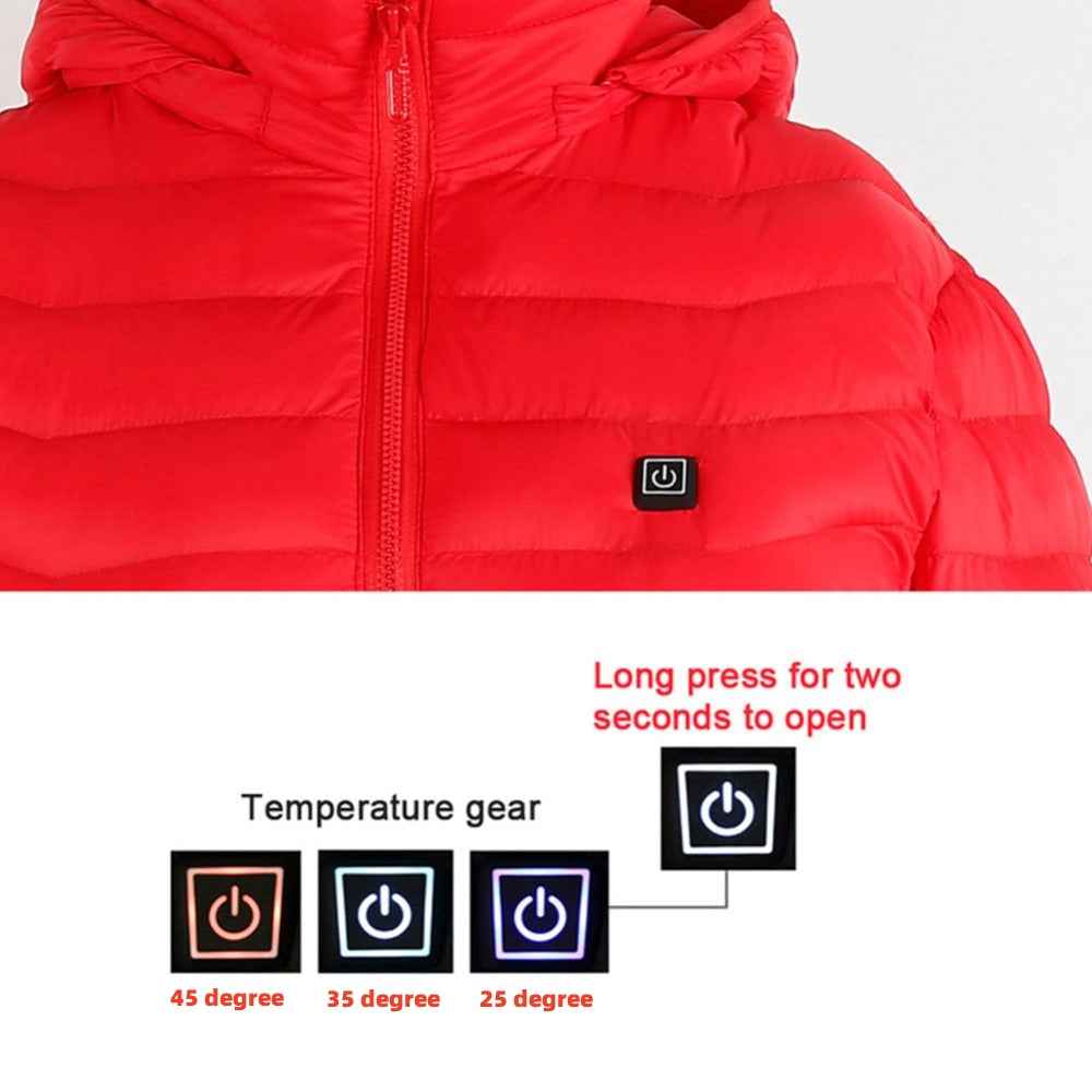 Heated Jacket, USB Powered Thermal Coat with Removable Hood