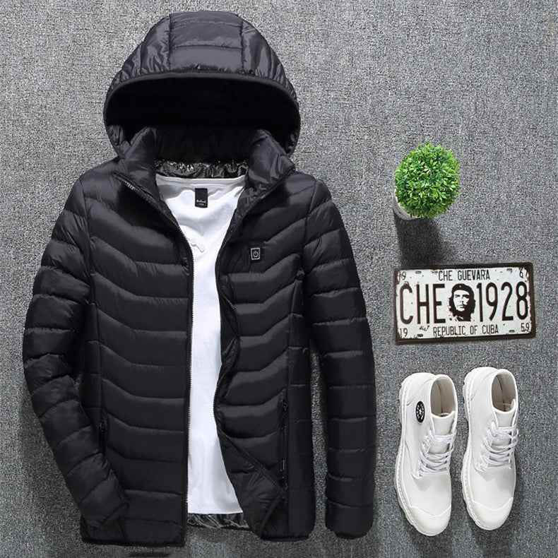 Heated Jacket, USB Powered Thermal Coat with Removable Hood