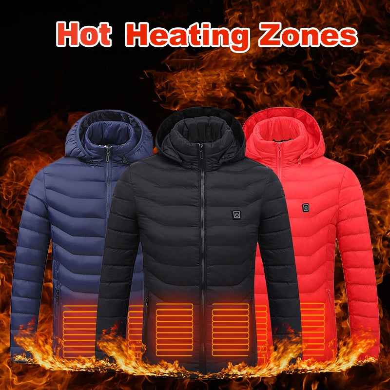 Heated Jacket, USB Powered Thermal Coat with Removable Hood