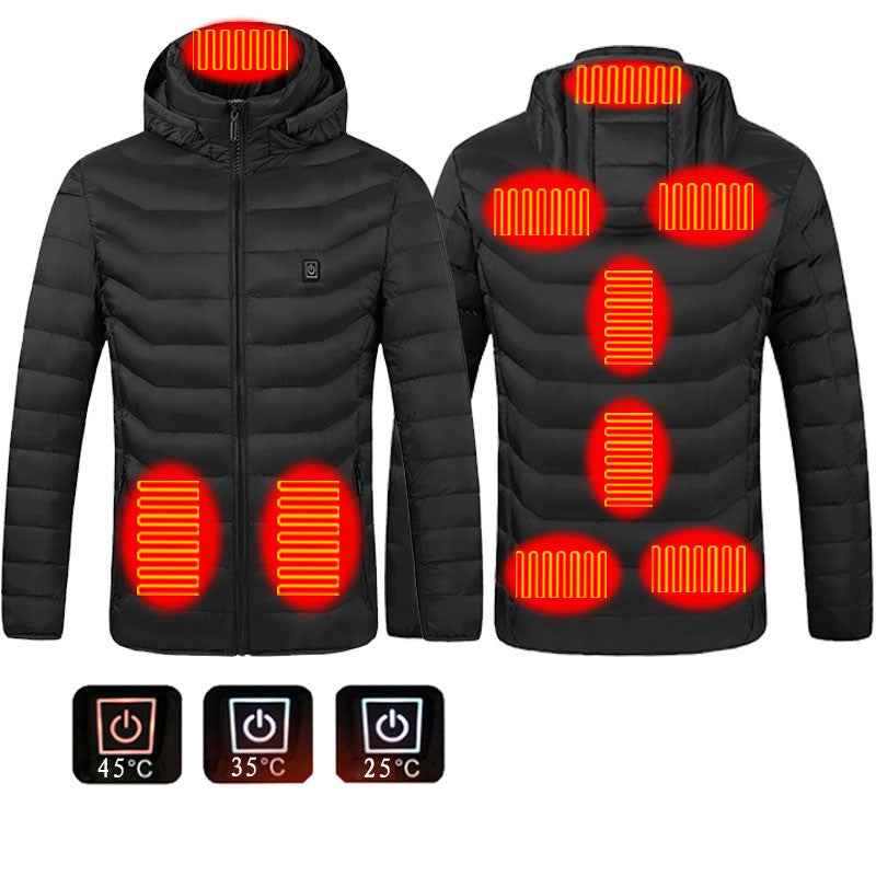 Heated Jacket, USB Powered Thermal Coat with Removable Hood