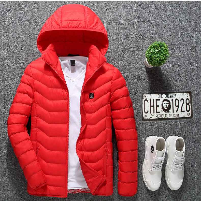 Heated Jacket, USB Powered Thermal Coat with Removable Hood